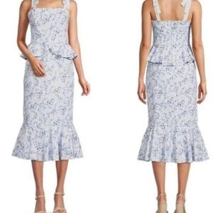 ANTONIO MELANI Blue Floral Midi Dress